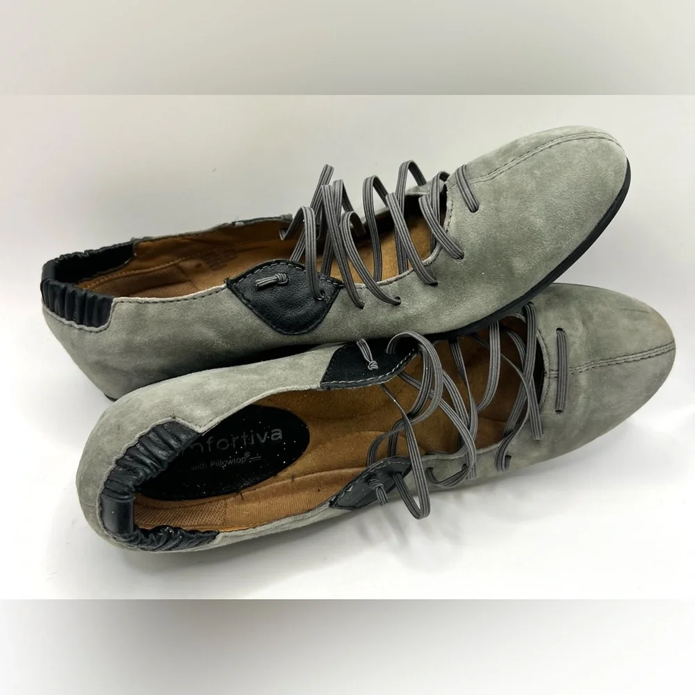 Comfortiva Women's Steel Grey Loafers- Lace‎ front- Size: 8M